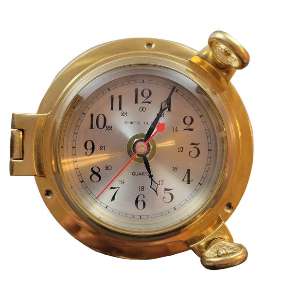 Nautical Ship's Porthole Clock Brass Wall Clock USA Works - Picture 1 of 16